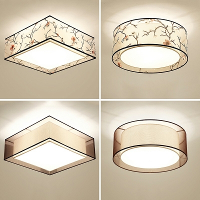 Chinese Style LED Flush-mount Light Cloth Celling Light for Living Room