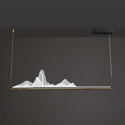 Contemporary Acrylic Island Lighting Fixtures Linear Metal Chandelier Light Fixture