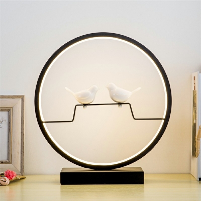 Contemporary LED Table Lamps Metal Single Ring Nightstand Lamp