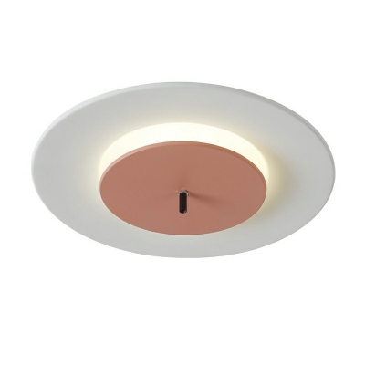 Disk-Like Flush Light Modern Macaron Metal 1-Light Flush Mount Lamp