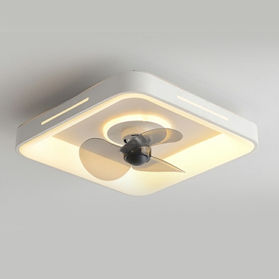 Flush Ceiling Fan Light Children's Room Style Acrylic Flush Fan Light for Living Room Remote Control Stepless Dimming