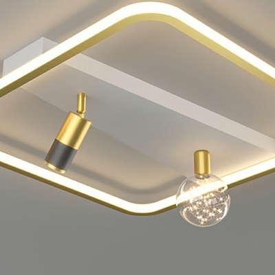 Gold Super Thin Flush Ceiling Light Fixture Modern Style Metal 3 Lights Flush Mount Lights