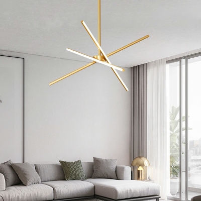 LED Minimalist Nordic Style Chandelier Linear Copper Pendant Light