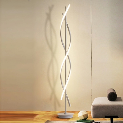 Metal Swirly Led Lamp Modern Style 2 Lights Floor Lamp in White