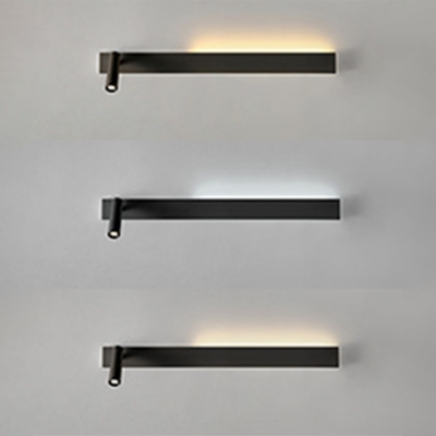 Modern Style Rectangular Wall Light Fixture Metal 2-Lights Wall Light Sconces in Black