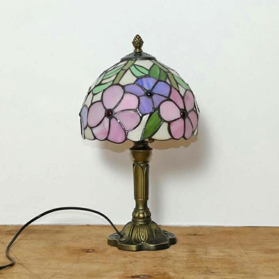 Stained Glass Bowl Night Table Lamps Tiffany Style 1 Light Nightstand Lamps in Beige