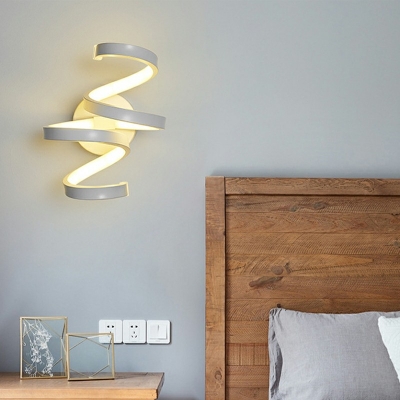 Waves Wall Sconces Modern Metal 1-Light Wall Sconce Lighting in White for Bedroom
