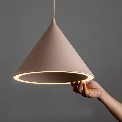 1-Light Drop Pendant Simple Style Cone Shape Metal Third Gear Hanging Lamp Kit