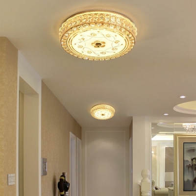 1 Light Dome Flush Mount Ceiling Lighting Fixture Traditional Style Crystal Flush Mount Lighting in Gold
