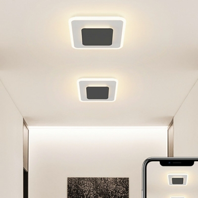 1-Light Flush Light Fixtures Minimalist Style Geometric Shape Metal Ceiling Mount Chandelier
