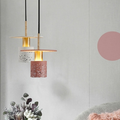 1-Light Hanging Ceiling Light Contemporary Style Cylinder Shape Glass Pendant Lighting Fixtures