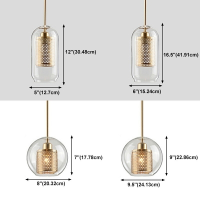 1-Light Hanging Lights Modernist Style Ball Shape Metal Ceiling Pendant Light