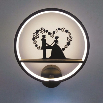 1-Light Sconce Lights Kids Style Ring Shape Metal Warm Light Wall Mount Lighting