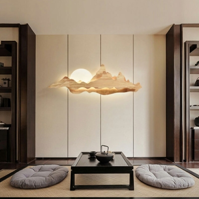 1-Light Sconce Lights Minimalism Style Geometric Shape Wood Wall Light Fixture
