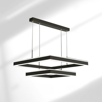 3-Light Hanging Lamps Modernist Style Square Shape Metal Chandelier Light Fixture