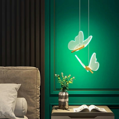 Butterfly Pendant Lighting Fixtures Modern LED Down Lighting for Bedroom