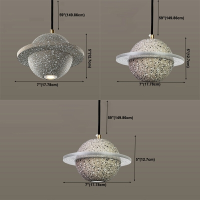 Cement Pendant Lighting Fixtures Globe Shape Hanging Ceiling Lights in Warm Light
