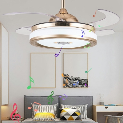Flush Fan Light Fixtures Modern Style Acrylic Flush Mount Fan Lamps for Living Room Remote Control Stepless Dimming