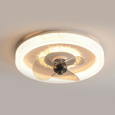 Flush Mount Fixture Children's Room Style Acrylic Flush Mount Ceiling Fan Light for Living Room Remote Control Stepless Dimming