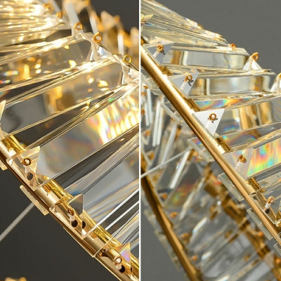Gold Pendant Chandelier Modern Style Circular Shape Crystal Suspension Light