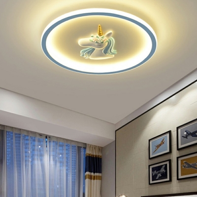 Kids Metallic Flush Mount Light LED Ambient Lighting for Living Room