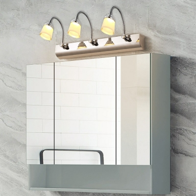 Modern Style Half Cylinder Vanity Lighting Fixtures Glass 3-Lights Vanity Lighting Ideas in White