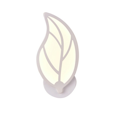 Modern Style Leaf Wall Sconce Lighting Acrylic 1-Light Sconce Light Fixtures in White