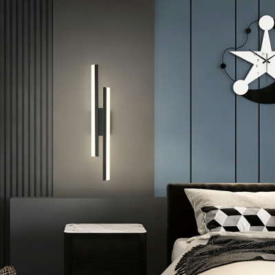 Modern Wall Sconce Lighting in Black Linear Shape Modern Bedroom Wall Sconces