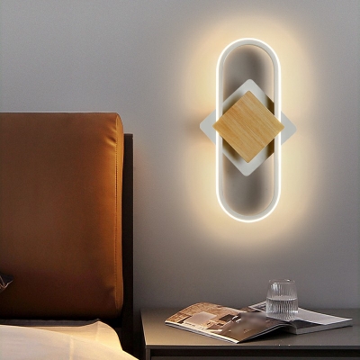 Modern Wall Sconce Lighting Metal and Wood LED 16.1
