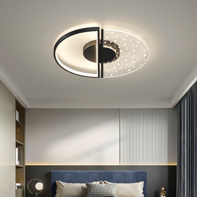 Round Flush Lighting Modern Metal 2-Light Flush Mount Lamp for Bedroom