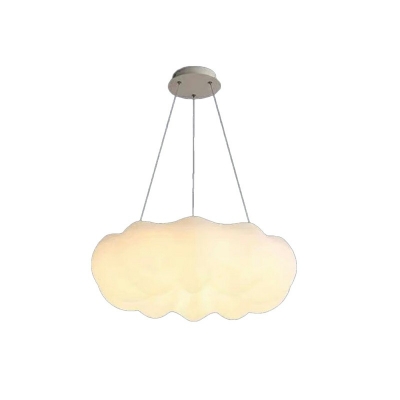 White Hanging Lamp Minimalist Style Pumpkin Shape Plastic Chandelier Pendant Light