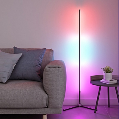 1-Light Floor Lamps Contemporary Style Linear Shape Metal Remote Control Stepless Dimming Stand Up Lamp