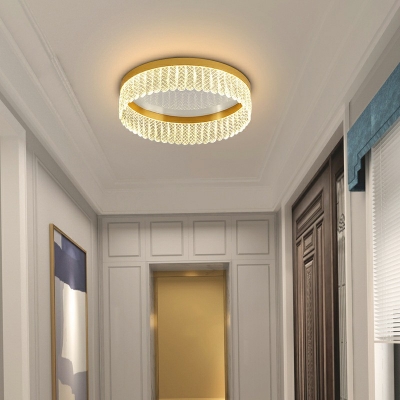 1-Light Flush Light Fixtures Industrial Style Round Shape Metal Ceiling Mount Chandelier