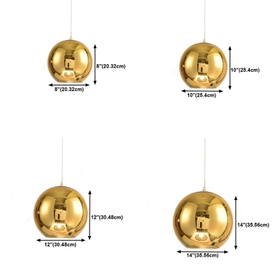 1-Light Hanging Lights Modernist Style Globe Shape Metal Ceiling Pendant Light