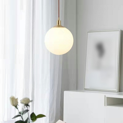 1-Light Pendant Lighting Minimalist Style Globe Shape Metal Hanging Light Fixtures