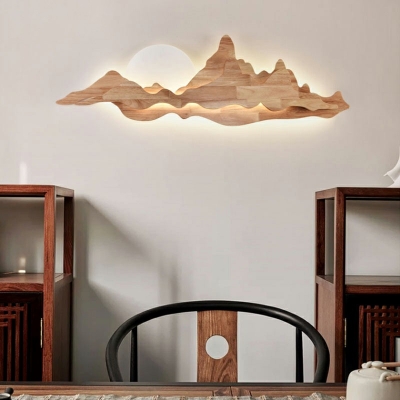 1-Light Sconce Lights Minimalism Style Geometric Shape Wood Wall Light Fixture