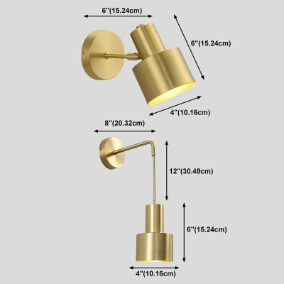 1-Light Sconce Lights Modernist Style Cylinder Shape Metal Wall Mounted Light Fixture