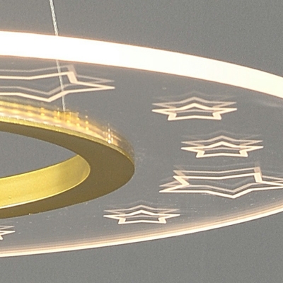 2-Light Chandelier Lighting Minimalist Style Ring Shape Metal Pendant Light Fixture