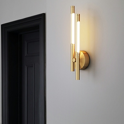 2-Light Sconce Light Fixture Minimalist Style Linear Shape Metal Third Gear Wall Lamps