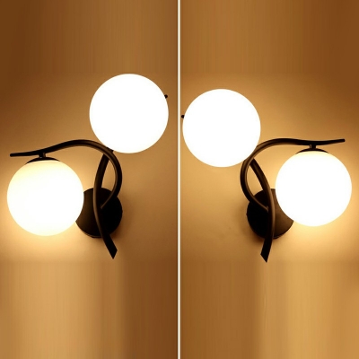 2-Light Sconce Lights Industrial Style Globe Shape Metal Wall Mounted Light