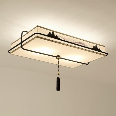 2 Lights LED Flush-mount Light Chinese Style Cloth Celling Light for Living Room