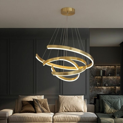 3-Light Chandelier Light Simplistic Style Ring Shape Metal Pendant Lighting