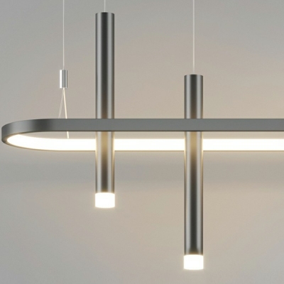 3 Lights Oval Shade Hanging Light Modern Style Metal Pendant Light for Dining Room