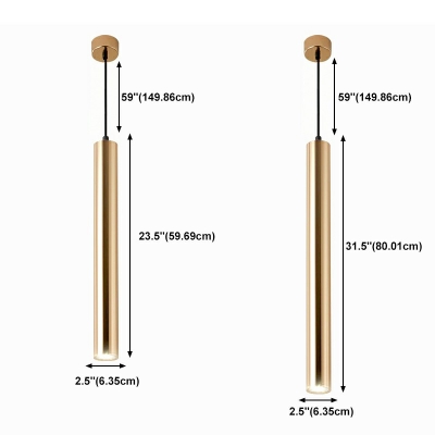 Contemporary Warm Light Cylindrical Pendant Light Fixture Metallic Suspension Pendant