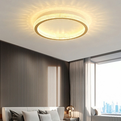 Crystal Drum Flush Mount Ceiling Fixture Modern Elegant Ceiling Flush Mount Lights for Bedroom