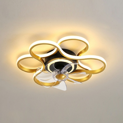 Flush-Mount Fan Lamps Children's Room Style Acrylic Flush Fan Light for Living Room Remote Control Stepless Dimming