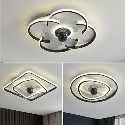 Flush Mount Fan Lamps Children's Room Style Acrylic Flush Mount Fan Lights for Living Room Remote Control Stepless Dimming