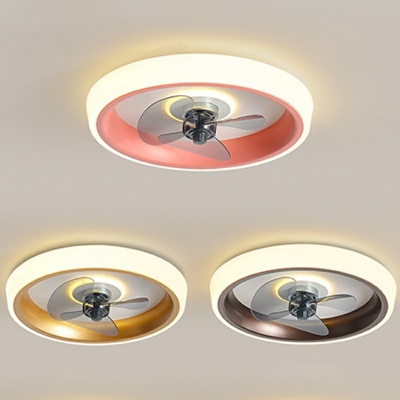 Flush Mount Fan Light Kid's Room Style Acrylic Flush Mount Ceiling Fan Light for Living Room Remote Control Stepless Dimming