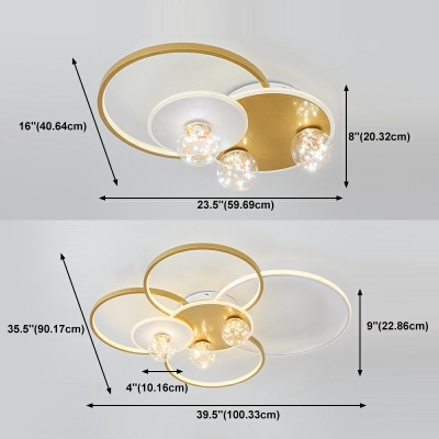 Gold Circle Ring Flush-Mount Light Fixture Modern Style Metal 4 Lights Flush Mount Ceiling Light Fixture