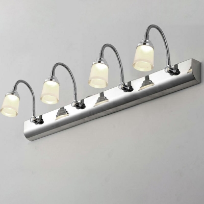 Modern Style Half Cylinder Vanity Lighting Fixtures Glass 3-Lights Vanity Lighting Ideas in White